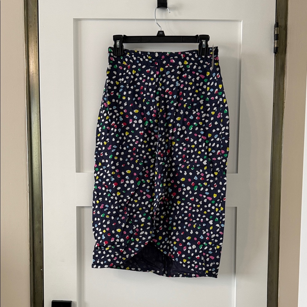 J. Crew Navy Polka Dot Midi Skirt